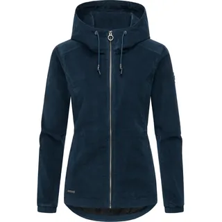 Cordjacke RAGWEAR "Cordjacke Dankka Cordy YOUMODO", Damen, Gr. XXL, blau (petrol), Obermaterial: 98% Baumwolle CO. 2% Elasthan EL.  Obermaterial: Futter: 100% Polyester PES., figurumspielend hüftbedeckend, hoch geschlossener Ausschnitt, Ärmel ohne Ärmelschlitz elastischer Bund, Jacken Cordjacke, Stylische Damen Übergangsjacke in Feincord-Optik