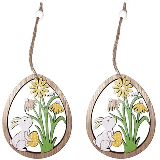 Osterhase in Ei-Dekoration 9cm 2er-Pack Gelbe Hängende Zimmerdekoration