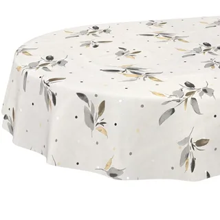 ANRO Wachstuchtischdecke abwaschbar Oval 220 x 140 cm Grau
