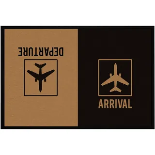 OM3® lustige Fußmatte mit Spruch - Flughafen - Arrivals Departures - Ankunft Abflug - Airport Style III - rutschfest & waschbar - 60x40cm -