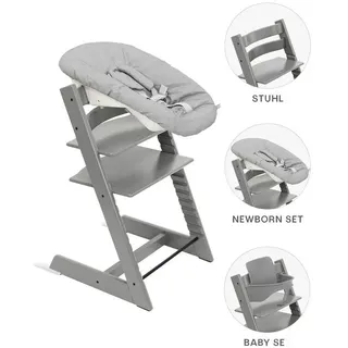 Stokke Hochstuhl-Set , Hellgrau , Holz , Buche , 87x65x46 cm , Fußstütze verstellbar, Sitzfläche verstellbar, höhenverstellbar, Bezug abnehmbar, Bezug waschbar , Babymöbel & Kindermöbel, Babyzimmer, Hochstühle