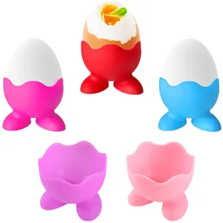 Omnikryp 5 Stück Eierbecher, Eierbecher aus Silikon, Lustiger Egg Cup Kinder, Egg Cup Bruchsichere für Frühstückstische für Brunch und Frühstück, Ostereier Dekoration, Spülmaschinenfest