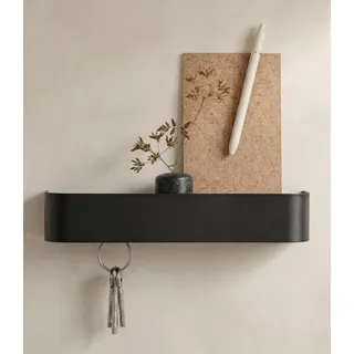 Kazai. Schlüsselbrett 'Tone' | Minimalistisches Schlüsselhaken-Design aus Berlin | Moderner Schlüsselhalter mit Ablage aus Metall | Schlüsselboard als Flur Möbel für die Wand | Schwarz