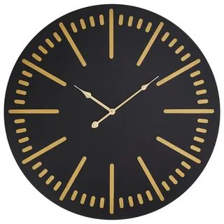 Novel Wanduhr , Schwarz, Goldfarben , Holzwerkstoff , 4.5 cm , RoHS , Dekoration, Uhren, Wanduhren