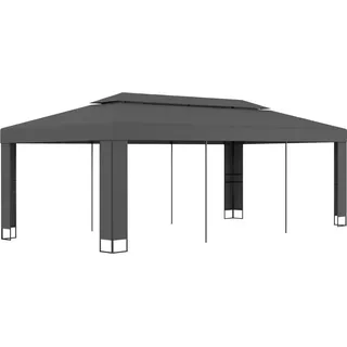 The Living Store Pavillon mit Doppeldach 3 x 6 m Anthrazit - Grau