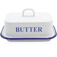 Krüger Butterdose Husum / Emaille Butterdose mit Deckel - für 250g Butter - robust und sehr langlebig - spülmaschinengeeignet