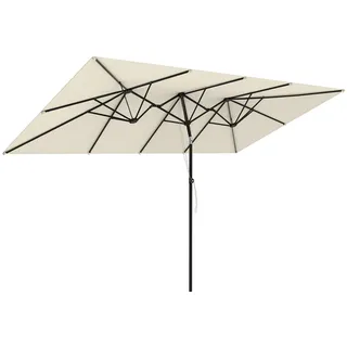 Outsunny Sonnenschirm, Polyester, Metall, Crème , Creme , 150x295 cm , Sonnenschutz, Sonnenschirme