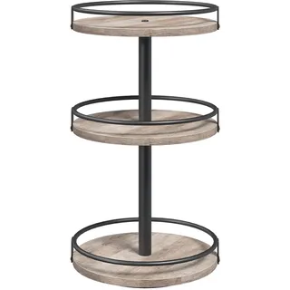 HOOBRO Gewürzregal, Küchenregal, 3-stufiger drehbarer Gewürzständer, Küchen-Organizer, Gewürzhalter, für Küchentheke, Schminktisch, Esstisch, rustikales Greige und Schwarz EBG09TL01