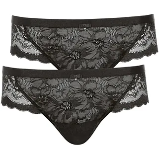 Brasilslip LISCA "2er Pack Damen Brazilian Slip Evelyn", Damen, Gr. 42, schwarz, Spitze, Obermaterial: 80% Polyamid PA. 20% Elasthan EL., Unterhosen Brasilslip