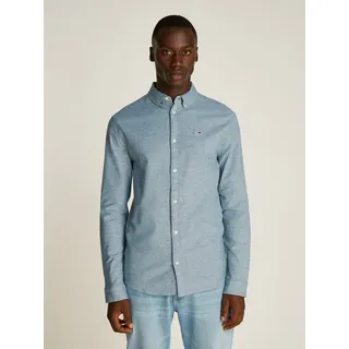 Tommy Jeans Langarmhemd »TJM Slim Stretch Oxford Shirt«, mit Flaglabel auf der Brust, grün