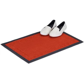 Relaxdays Gummi, Türmatte mit Antik-Muster, rutschfeste Gummimatte für innen & außen, Haustür, 40x60cm, rot Fussmatte Rubber rechteckig Grün, Polyester-Filz, 40 x 60 x 0.3 cm