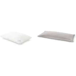 TEMPUR Kissen Set - Comfort Air Kopfkissen Liegegefühl mittelfest mit Jersey-Kissenbezug (Platin)
