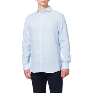 Seidensticker Herren Shaped Fit Langarm Linen Hemd, Türkis (Türkis 57), (Herstellergröße: 41)