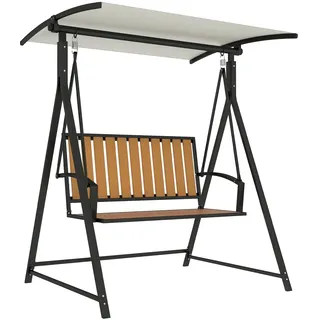 Outsunny Hollywoodschaukel mit verstellbarem Sonnendach, 2-Sitzer Gartenschaukel, wetterfest Schaukelbank belastbar bis 240kg, Gartenliege für Garten, Terrasse, 142 x 112 x 162cm, Schwarz