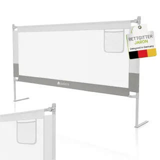 Juskys Baby Bettgitter Jaron - höhenverstellbar, kombinierbar - Bett Rausfallschutz - Grau