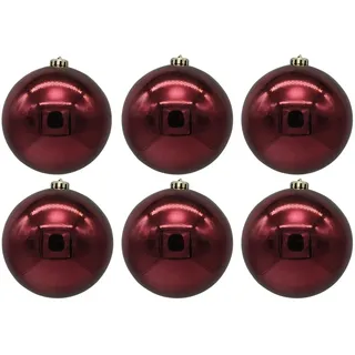 6 x Weihnachtskugeln aus Kunststoff (6 Stück Bordeaux (glänzend) Ø 15 cm) | Für den Innen- und Außenbereich – Wetterfest – Bruchsicher Outdoor Christbaumkugeln Weihnachtsbaumkugeln Baumkugeln
