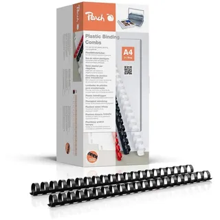 Peach Plastikbinderücken A4 - 16mm - 145 Blatt - 100 Stück - schwarz - PB416-02
