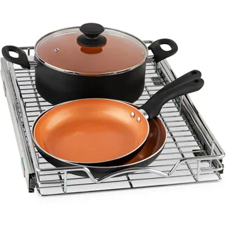 Hold n' Storage Schubladen-Organizer, ausziehbar, robust, ausziehbare Regale, 27,9 cm B x 53,3 cm T – benötigt mindestens eine 31,5 cm Schranköffnung, Stahlmetall, Chrom-Finish