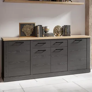 Forte Duro Sideboard 210 220, modernes Landhaus Sideboard mit 2 Schubladen und 4 Türen, Holzwerkstoff, Riviera Eiche & Cabezone Eiche Holzdekor, 212,9 cm breit x 90,3 cm hoch x 41,3 cm tief