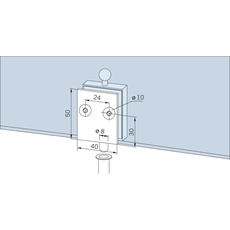 Bild von Feststellriegel mit Bodenbuchse für 10mm Glasstärke, Glastürbeschlag Alu silber eloxiert