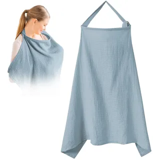 Stilltuch, Stilltuch für Unterwegs, Weicher Und Atmungsaktiver Stillschal Stilltuch StillschüRze Musselin-Stillbezug für Babys Nursing Cover für Unterwegs(Blau)