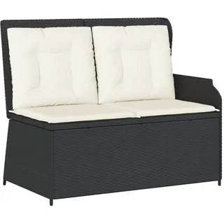vidaXL Gartenbank Verstellbar mit Kissen Schwarz Poly Rattan - Schwarz