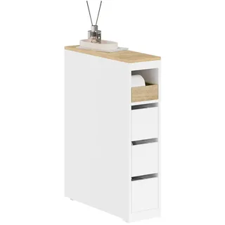 SoBuy Nischenschrank mit 3 Schubladen, Weiß 60x20x82,3cm