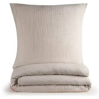 Blumtal Musselin Bettwäsche 135x200 cm + 80x80 cm - Oeko-TEX zert. Bettwäsche 135x200 Musselin aus 100% Baumwolle - extra weiches Bettwäsche-Set waschbar bei 40 °C - Sommerbettwäsche Grau