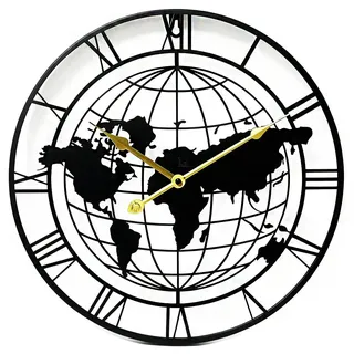 Taodyans Vintage Wanduhr Ohne Tickgeräusche, Große Römische Ziffern 40cm Wanduhr, Metall Skelett Uhr Wohnzimmer Küche Cafe Büro Wohnkultur Geschenk (Karte)