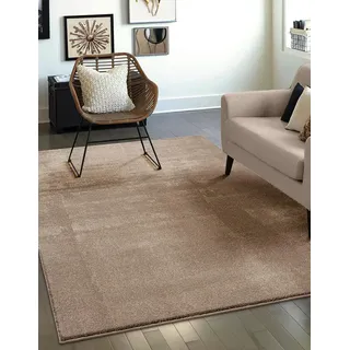 Mia's Teppiche Emely Moderner Weicher Kurzflor (17 mm) Wohnzimmer Teppich - Taupe - 120 cm Rund