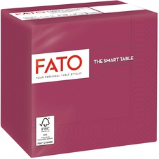 Fato, Einweg-Papierservietten, Ideal für Aperitifs und Cocktails, Packung mit 100 Servietten, Größe 24x24, Gefaltet in 4 und 2 Lagen, Farbe Burgund, 100% Reines Zellulosepapier, FSC-zertifiziert
