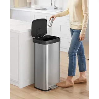 Songmics Mülleimer 68 l Silber-Schwarz