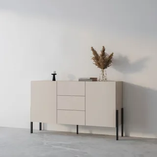 INOSIGN »Jukon, Breite 150 bzw.180 cm, moderne grifflose Kommode«, Schubladenschrank 2 Türen/3 Schubkästen, push-to-open-Funktion, beige