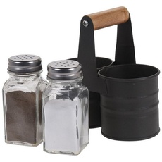 Bild Salz-und Pfefferstreuer mit Halterung Menage Salzstreuer Gewürzstreuer Tischdeko