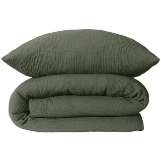 SCHIESSER Bettwäscheset Molly - Musselin - 2-teilig - 135 x 200 cm - grün