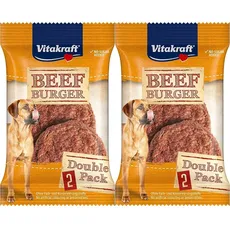 Vitakraft Beef Burger, Hundesnack, herzhaft fleischiger Imbiss im Doppelpack, ideal zum Mitnehmen (1x 2 Stück) (Packung mit 2)