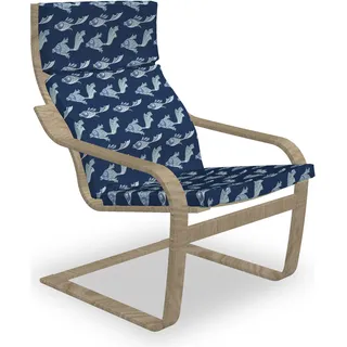 ABAKUHAUS Fisch Poäng Sessel Polster, Zier von Unterwasser, Sitzkissen mit Stuhlkissen mit Hakenschlaufe und Reißverschluss, Night Blue Pale Seafoam