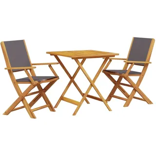 vidaXL 3-tlg. Bistro-Set Anthrazit Stoff und Massivholz - Grau
