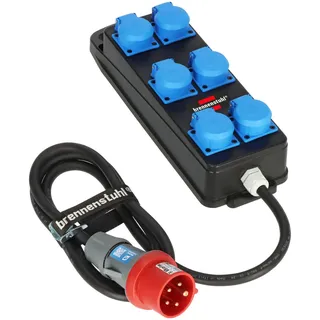 Brennenstuhl 2 m CEE 400V/16A Stecker 6x 230V/16A Steckdosen Schwarz/Blau