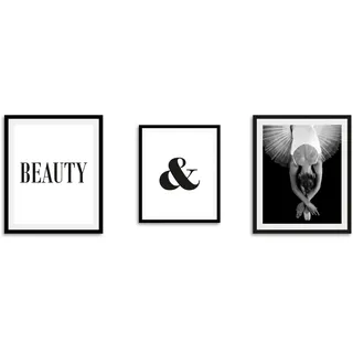 queence Bild »Beauty« Frau   Schriftzug   Schwarz-Weiß   Sport   Sprüche & Texte   Tanz 3 Stk. tlg. gerahmt, schwarz