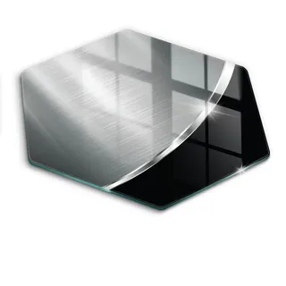 Wallfluent Glasplatte 40 cm Metallische Abstraktion , Alufarben , Glas , Rund , 40x40 cm , Küchenzubehör, Schneidebretter