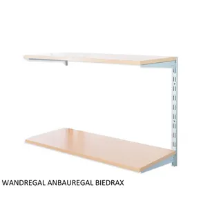 Biedrax Wandregal - Anbauregal 25 x 80 x 50 cm, Farbe silber - 2 Fachboden Buche