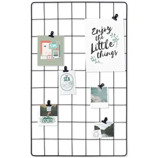 Vilde Wandgitter Schwarz | Fotogitter Fotowand Fotos aus Metall Pinnwand | Metallgitter Foto an der Memoboard Hängen 58x36 cm