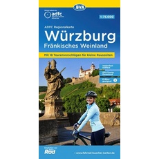 ADFC-Regionalkarte Würzburg Fränkisches Weinland, 1:75.000, mit Tagestourenvorschlägen, reiß- und wetterfest, E-Bike-geeignet, GPS-Tracks Download