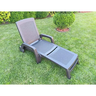 Dmora - Sonnenliege Saturno, Verstellbarer Gartenliegestuhl mit Armlehnen, Outdoor-Liege, 100% Made in Italy, 190x46h70 cm, Braun