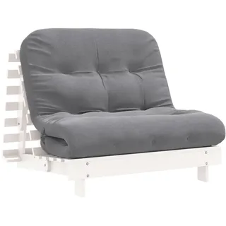 vidaXL Futon Schlafsofa mit Matratze Weiß 100x206x11 cm Kiefernholz - Weiß