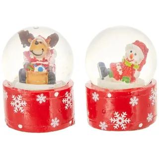 Dekohelden24 Mini-Schneekugel 5 cm Weihnachtselch/Schneemann