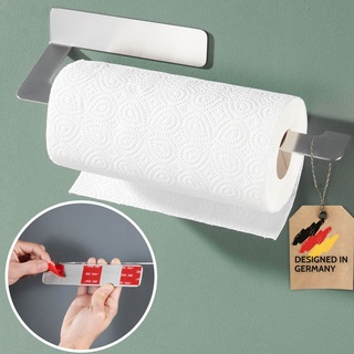 DEKAZIA® Küchenrollenhalter Edelstahl gebürstet | Küchenrollenhalter ohne Bohren Küchenrollenhalter Wand Küchenpapierhalter Halter Küchenrolle Papierrollenhalter Kuchenrollenhalterung Wandrollenhalter