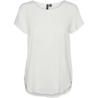 VERO MODA Damen Bluse Kurzarm Rundhals Basic Regular Fit, Farben:Weiß, Größe:XXL