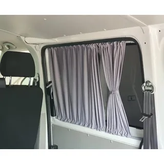 BREMER SITZBEZÜGE Maß Gardinen Vorhänge Sonnenschutz kompatibel mit VW T5 T6 T6.1 Transporter Caravelle Kurzer Radstand nur für Schiebetür gegenüber und Heckklappe 3 Fenster Set in Grau Camping 716-1